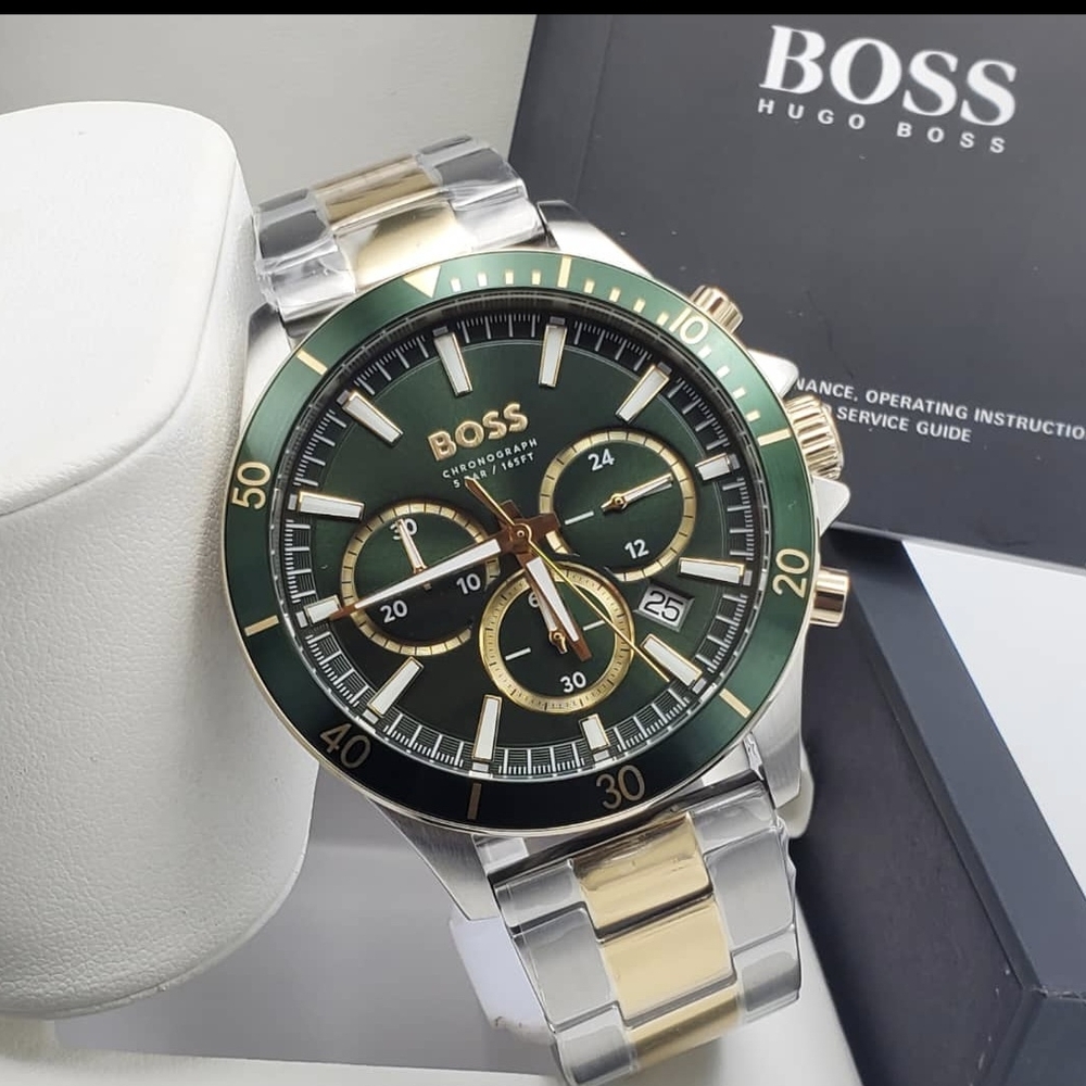 Hugo Boss Green and Gold Men's Bag